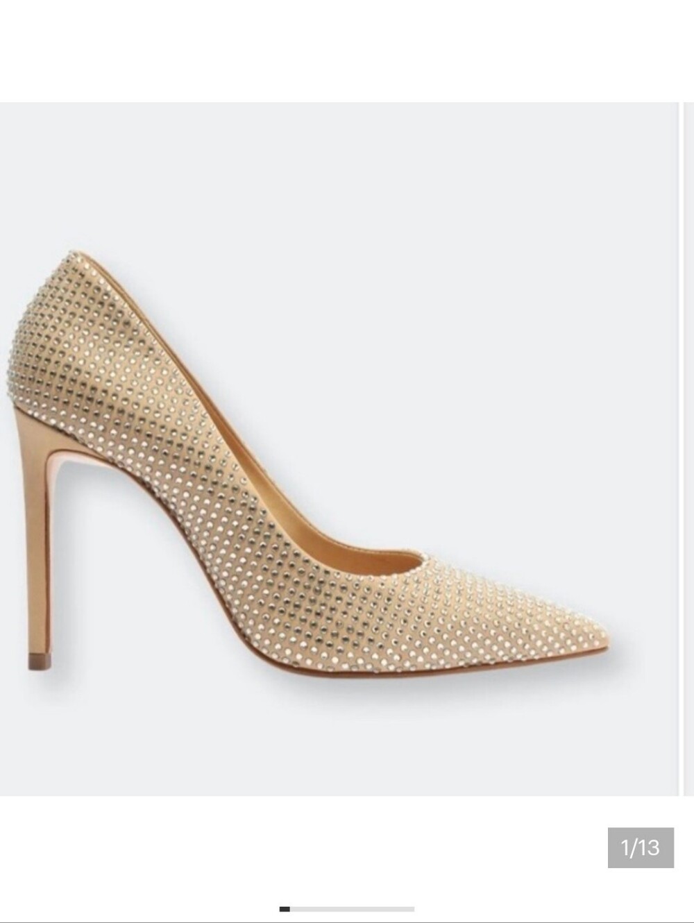 Schutz Lou Crystal Rhinestone Pointed Toe Pump Gold Size 10